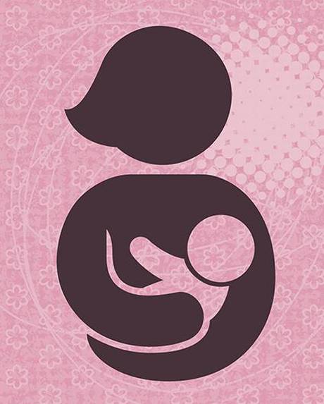 Set of baby and parent icons on textured backgrounds