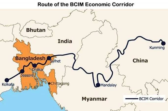 Bangladesh-China-India-Myanmar-BCIM-Economic-corridor-map