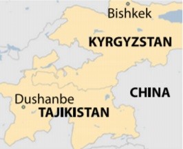 Kyrgyzstan Tajikistan map 
